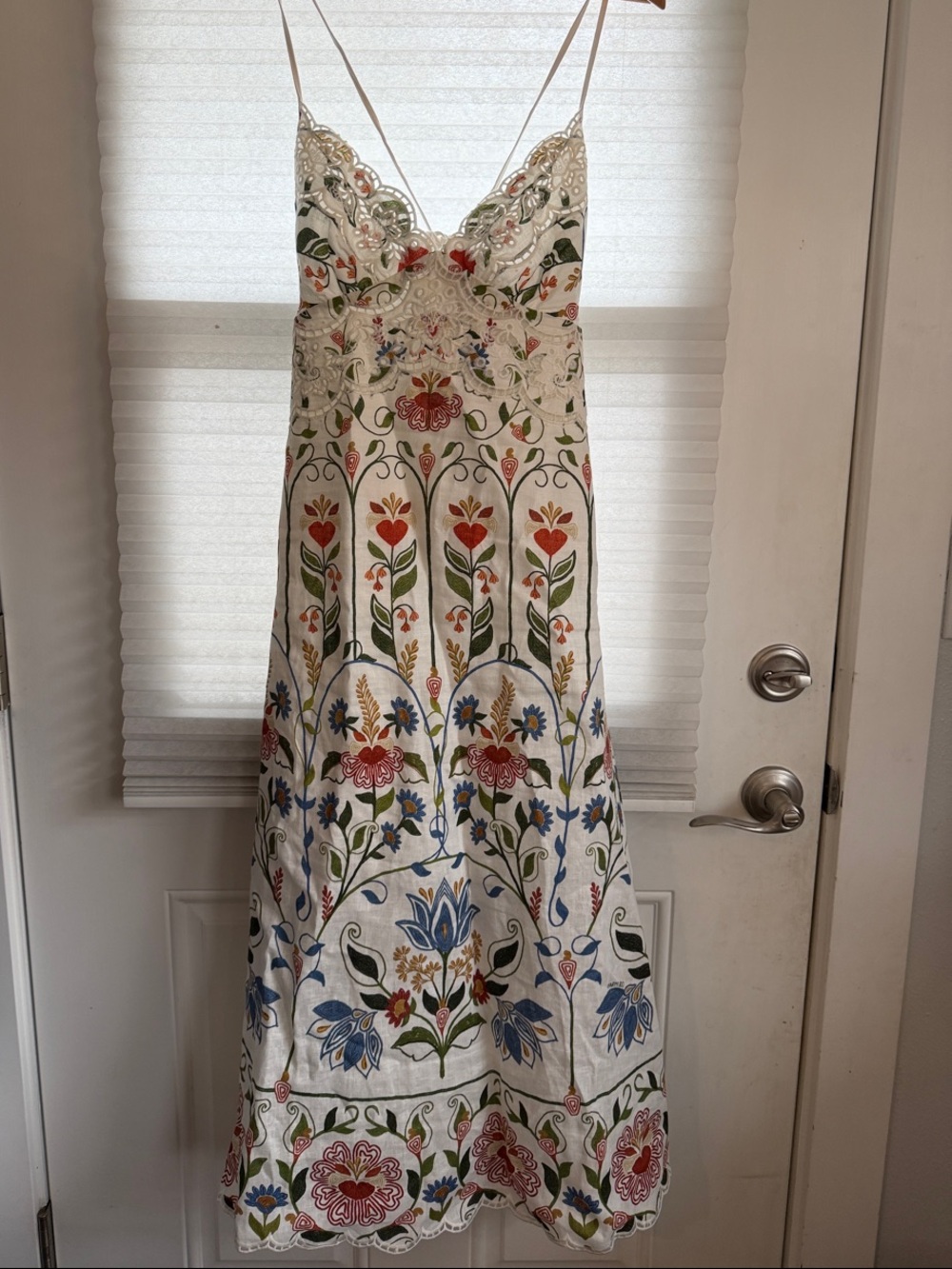 FARM Rio off white stitched garden Midi Dress